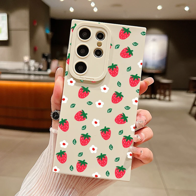 Funda de teléfono de silicona con diseño de cereza bonita para Samsung Galaxy A15 A35 A55 A14 A34 A54 A13 A33 A53 S24 Ultra S23 FE S22 Plus