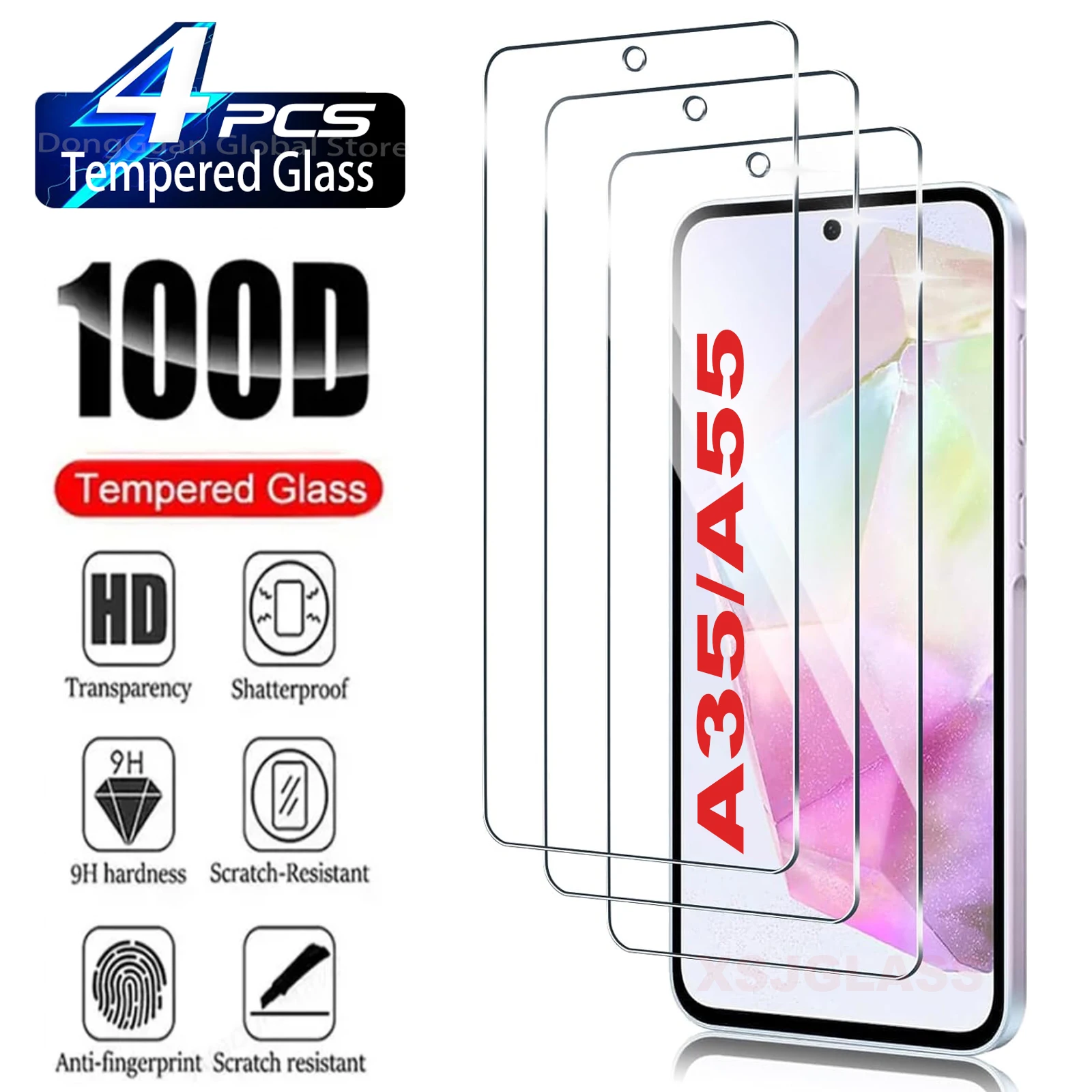 Protector de pantalla de vidrio templado de 2/4 piezas para Samsung Galaxy A55/A35 5G - Cubierta protectora transparente antihuellas - imagen 4
