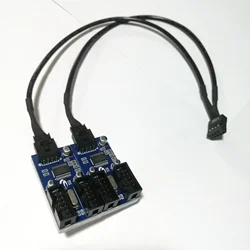 Extensor USB 2.0 de 9 pines: 1 a 4 cabezales, PCB interno para PC