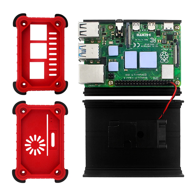 Raspberry Pi 4B carcasa de aleación de aluminio con ventilador de refrigeración disipadores de calor refrigeración activa pasiva para Raspberry Pi 4B - imagen 4