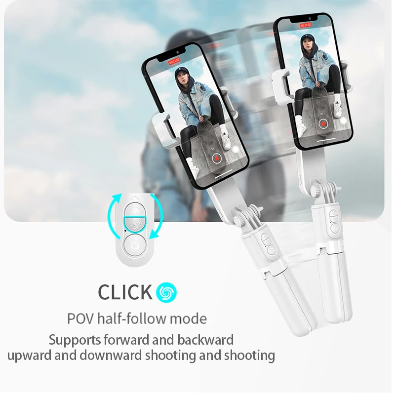 Soporte estabilizador de cardán para palo de Selfie de mano, luz de relleno ajustable, soporte para Selfie, Bluetooth, teléfono móvil para IPhone y Samsung - imagen 5