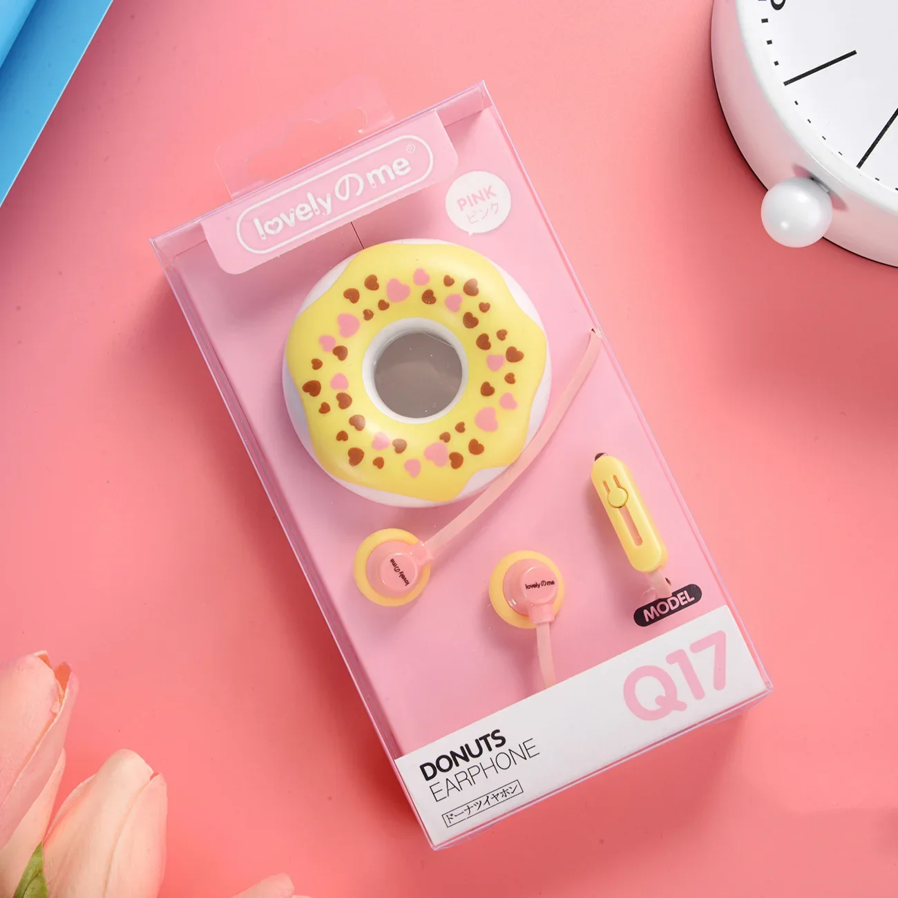 Auriculares intrauditivos con cable, divertidos auriculares Kawaii Donut disponibles en una variedad de colores como regalo para niñas escolares, 1 ud. - imagen 3