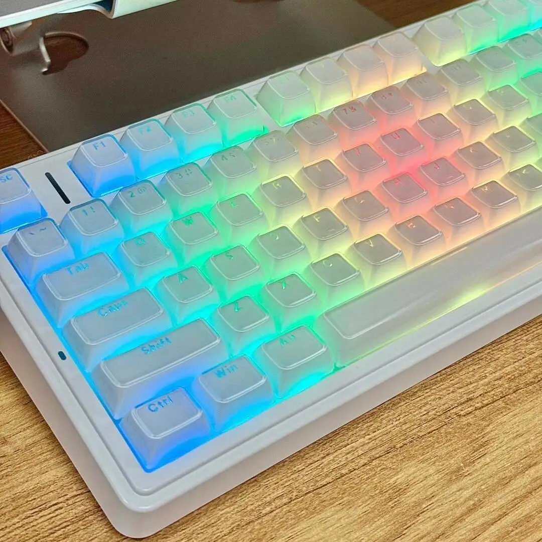 Teclas de PC de cristal de gelatina con perfil ASA blanco, 136 teclas, brillo transparente translúcido a través de teclas ABS para interruptores MX, teclado para juegos - imagen 5
