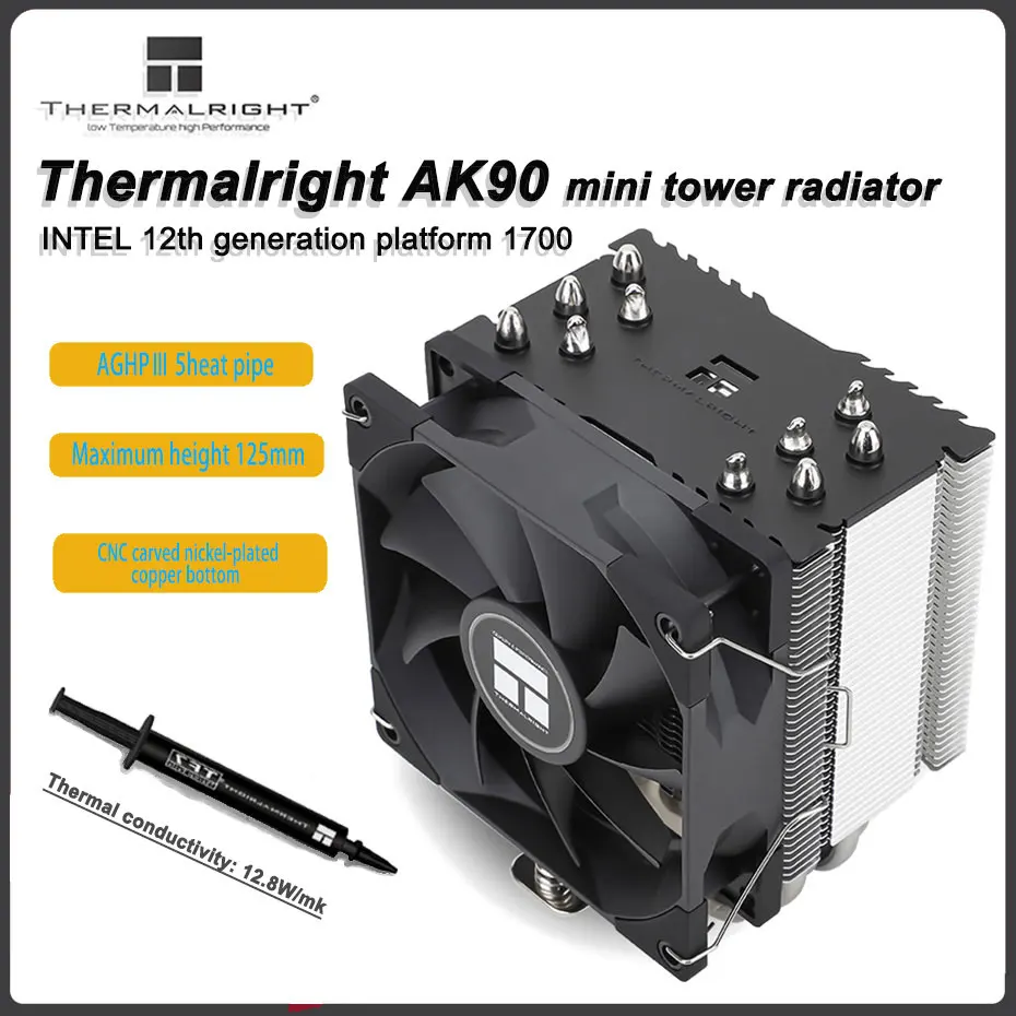 Thermalright-enfriador de CPU de tubo de calor AK90 5, ventilador de 92mm, PWM, 125mm de alto, mini disipador de calor de torre para intel LGA1700 115X 1200 AMD AM4