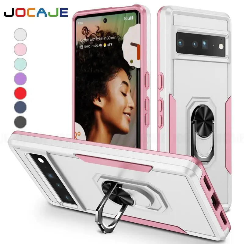 Funda con soporte de anillo para Google Pixel 8A 8 Pro 7A 7 6A 6, armadura resistente de doble capa a prueba de golpes, cubierta trasera dura mate