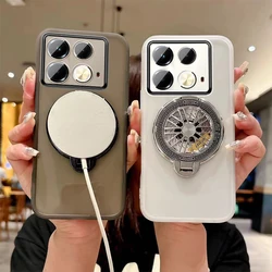 Funda transparente para Infinix Note 40 Pro Plus, cubierta trasera protectora con anillo giroscópico, lente magnética, 30, 40 Pro