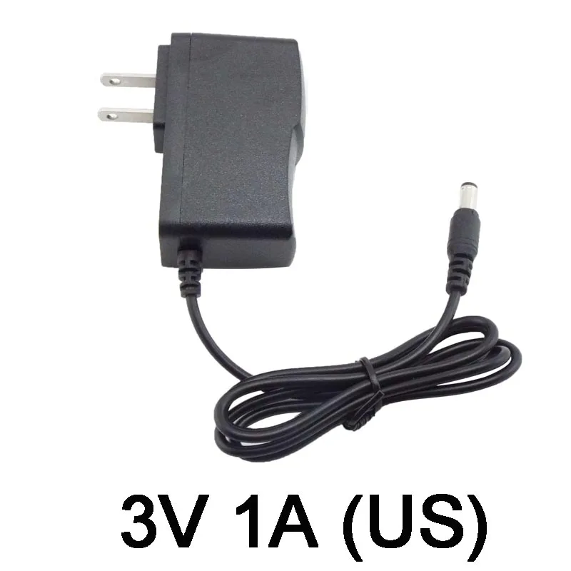 Adaptador de corriente 1A CA a CC, fuente de alimentación de 110-240V CC 3V, enchufe europeo y estadounidense para tira de luz LED, cámara CCTV, DC 5,5x2,5mm - imagen 5