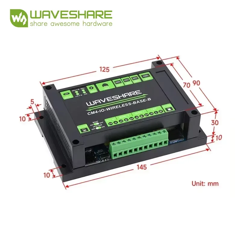 Módulo de expansión inalámbrico Raspberry Pi CM4 Industrial IoT 5G/4G Waveshare con módulo UPS nuevo CM4-IO-WIRELESS-BASE B - imagen 5