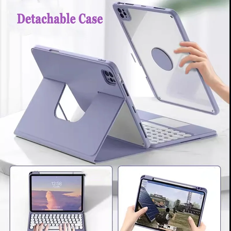 Teclado con panel táctil para Redmi Pad 2 11 “2025 Wi-Fi para Xiaomi Redmi Pad 2 Funda 11 pulgadas 360 °   Caja magnética acrílica transparente con rotación - imagen 5