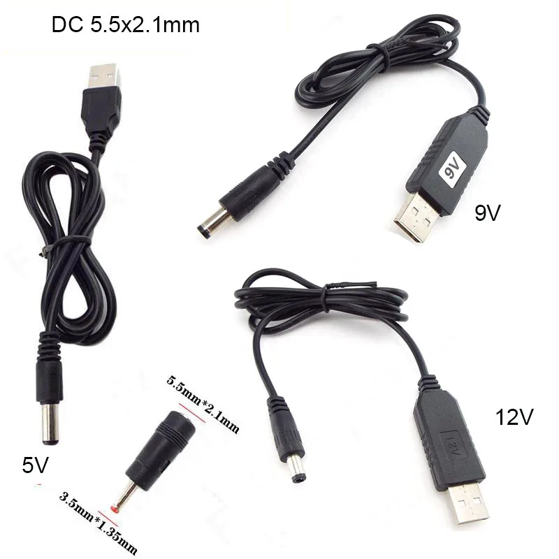 USB 5V a DC 5v 9v 12v 5,5mm 3,5mm línea de refuerzo de energía módulo elevador conector USB convertidor Cable adaptador de corriente 2,1x5,5mm M2