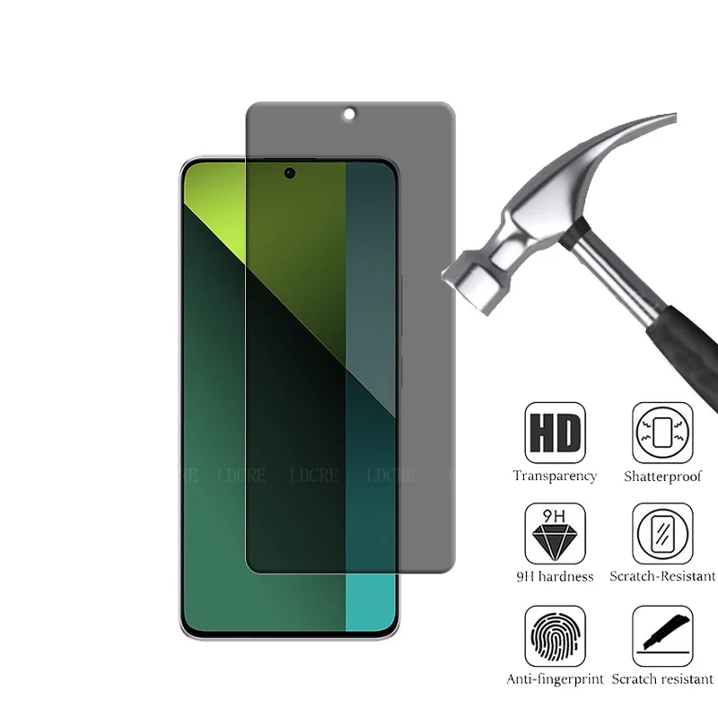 4 Uds para Xiaomi Redmi Note 13 Pro 5G vidrio para Redmi Note 13 Protector de pantalla privacidad Anti-espía vidrio templado Redmi Note 13 Pro - imagen 3