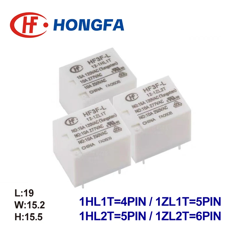 1 Uds HONGFA relé HF3F-L- 5 12 24-1HL1T 1ZL1T 1HL2T 1ZL2T 4/5/6PIN 10A 5V 12V 24V relé de potencia