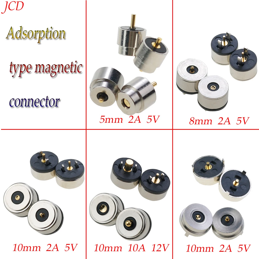 Conector magnético Pogo Pin, sonda de carga de energía de 2 pines, macho, hembra, 10A, 2A, 5V, 12V CC, conector con resorte de carga magnética