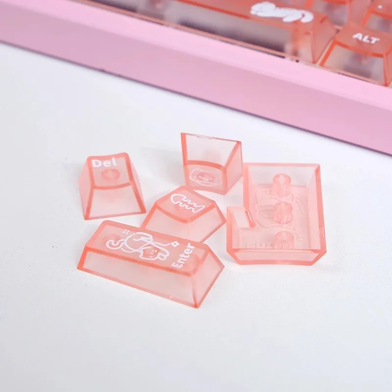 Teclas bonitas de gato dulce, 140 teclas, PC rosa, perfil de cereza translúcido esmerilado, teclas personalizadas para juegos, regalos de teclado mecánico - imagen 3