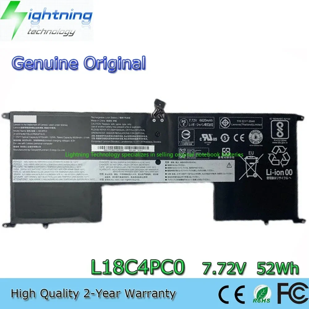 2025 Año Original y genuino L18C4PC0 7,72 V 52Wh batería de portátil para Lenovo YOGA S940 Ideapad S940-14IIL S940-14IWL L18M4PC0