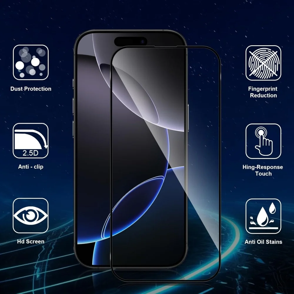 3+1 Vidrio Templado Para iPhone 17 16e 16 15 14 13 Pro Max Protectores de Pantalla IPhone 16 15 14 Plus Película Protectora iPhone 11 13 12 Mini Película iPhone 16e película para de cámara iPhone16 Glass - imagen 3