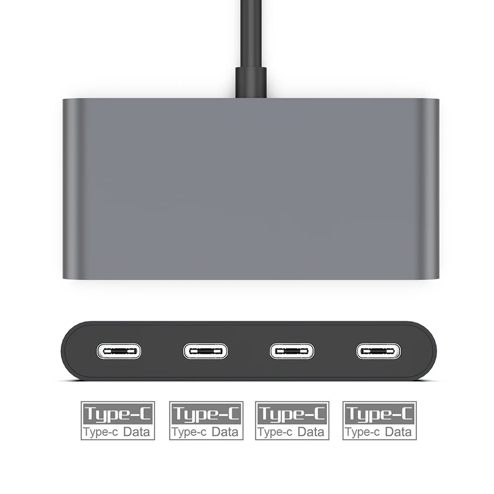 Divisor de Cable delgado de 4 puertos tipo C, extensor de Cable USB C, adaptador de Cable de transferencia de datos de 5Gbps, base de carga, Dongle de expansión de memoria - imagen 4