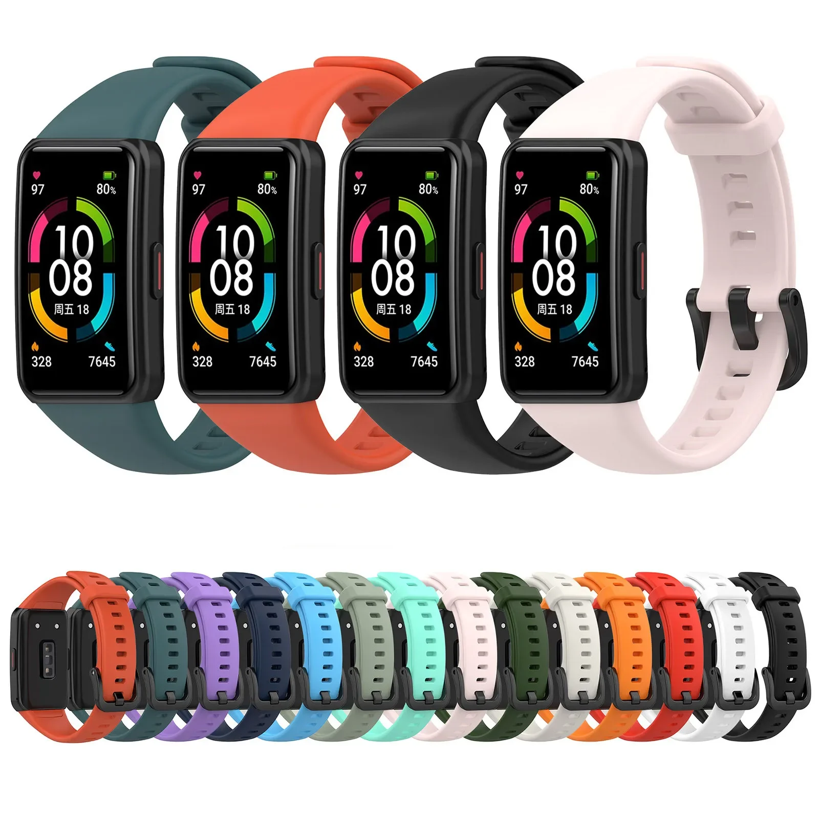 1 unidad de correa de reloj deportivo de 21mm para hombres y mujeres para Huawei Band 6 6pro Honor Band 6 7, accesorios universales de silicona para reloj inteligente, pulseras