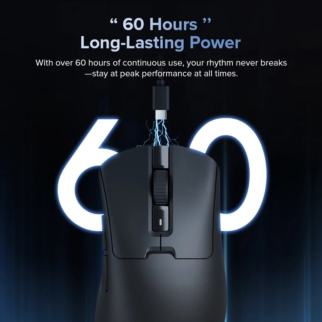 Ratón inalámbrico para juegos Delux M900 SE, ratón ergonómico PAW3311 12000DPI, ligero, 63g para manos grandes derechas, PC, portátil y Gamer - imagen 4