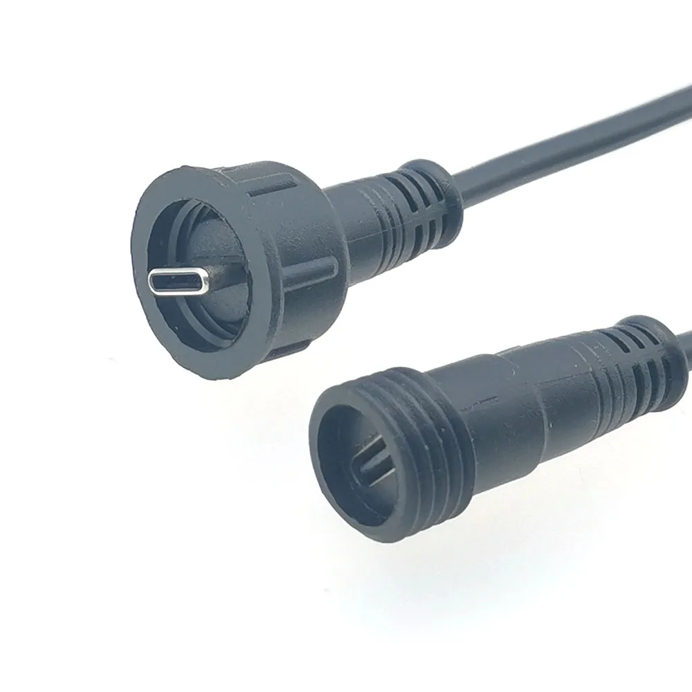 Conector de carga macho y hembra 2P USB tipo C, conector roscado a prueba de agua, puerto de 2 pines, cargador de USB-C, 1 par - imagen 4