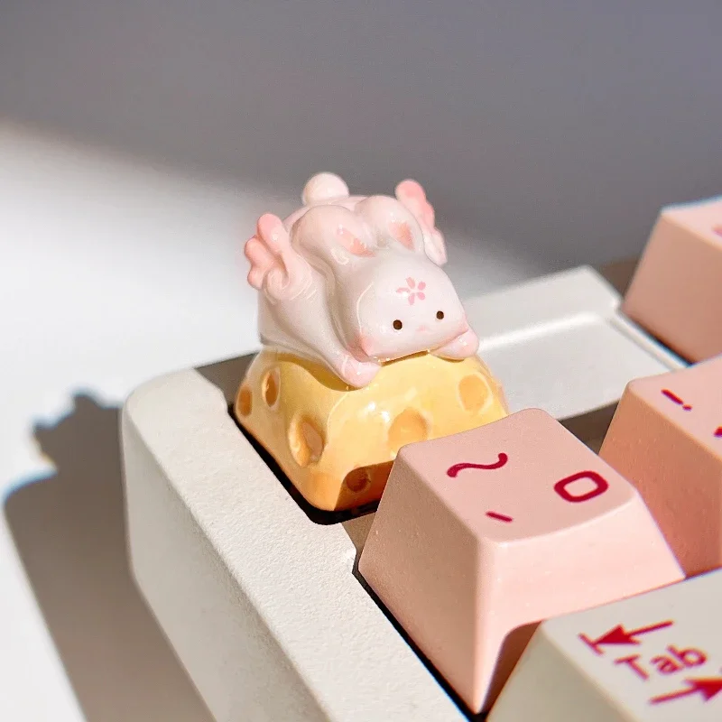 Teclas artesanales de resina para teclado mecánico, accesorios personalizados bonitos, conejo Lunar, creatividad personalizada - imagen 2