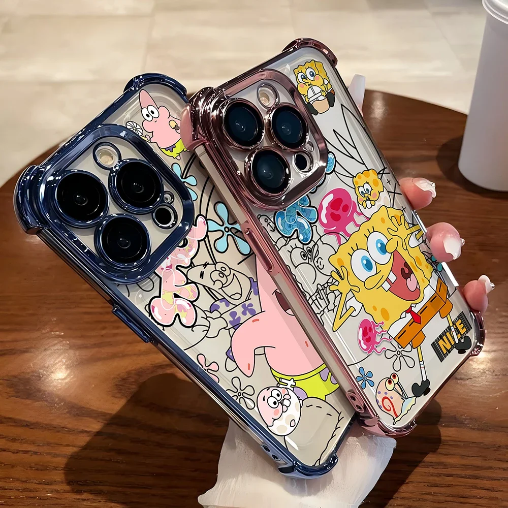 Funda divertida con revestimiento de S-SpongeBobs para Samsung S24 S23 S22 S21 S20 FE Note20 Plus Ultra Lite 5G, funda protectora anticaída a prueba de golpes - imagen 3