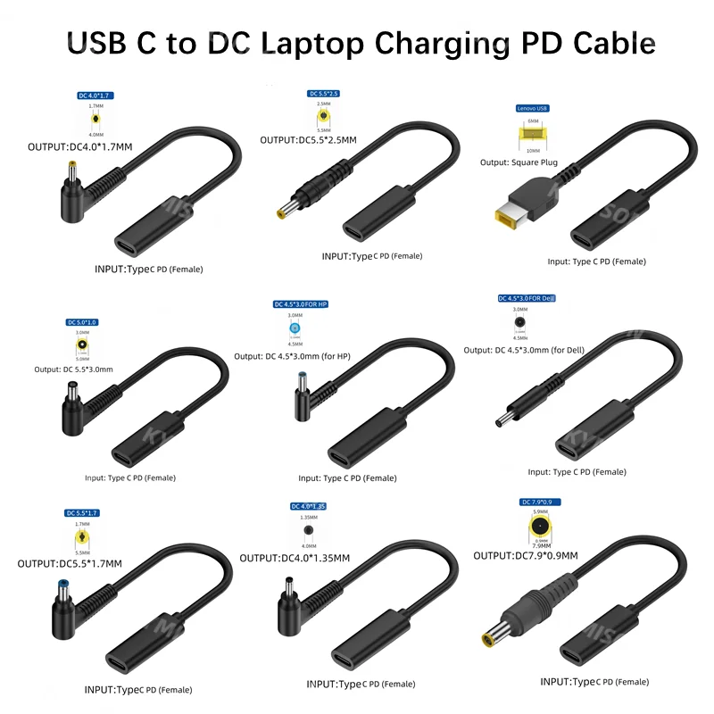 Adaptador USB-C PD a DC 5,5 x 2,5 mm para portátil Asus y Toshiba