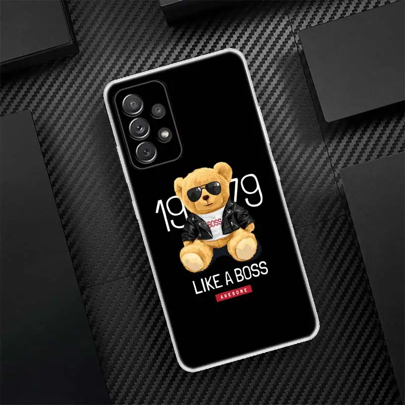 Funda de teléfono con llamada de silicona de oso de marca a la moda para Samsung Galaxy A52 A51 A50S A42 A32 A22 A12 A02S A30S A20S A10S A41 A31 A21S A40 - imagen 4