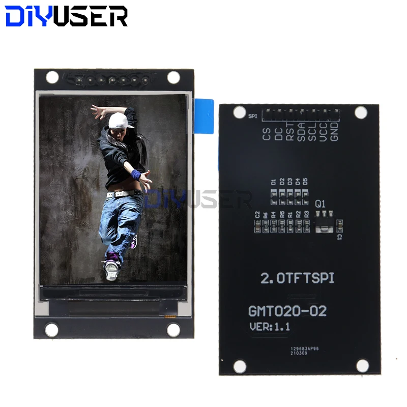 Unidad LCD OLED con pantalla TFT de 2,0 pulgadas IC ST7789V 240RGBx320 interfaz SPI de matriz de puntos para módulo de pantalla LCD a todo Color Arduio
