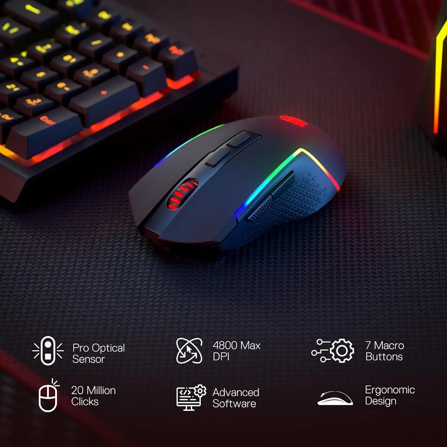 Redragon S142 – Teclado y Ratón Gaming Inalámbrico RGB - imagen 5