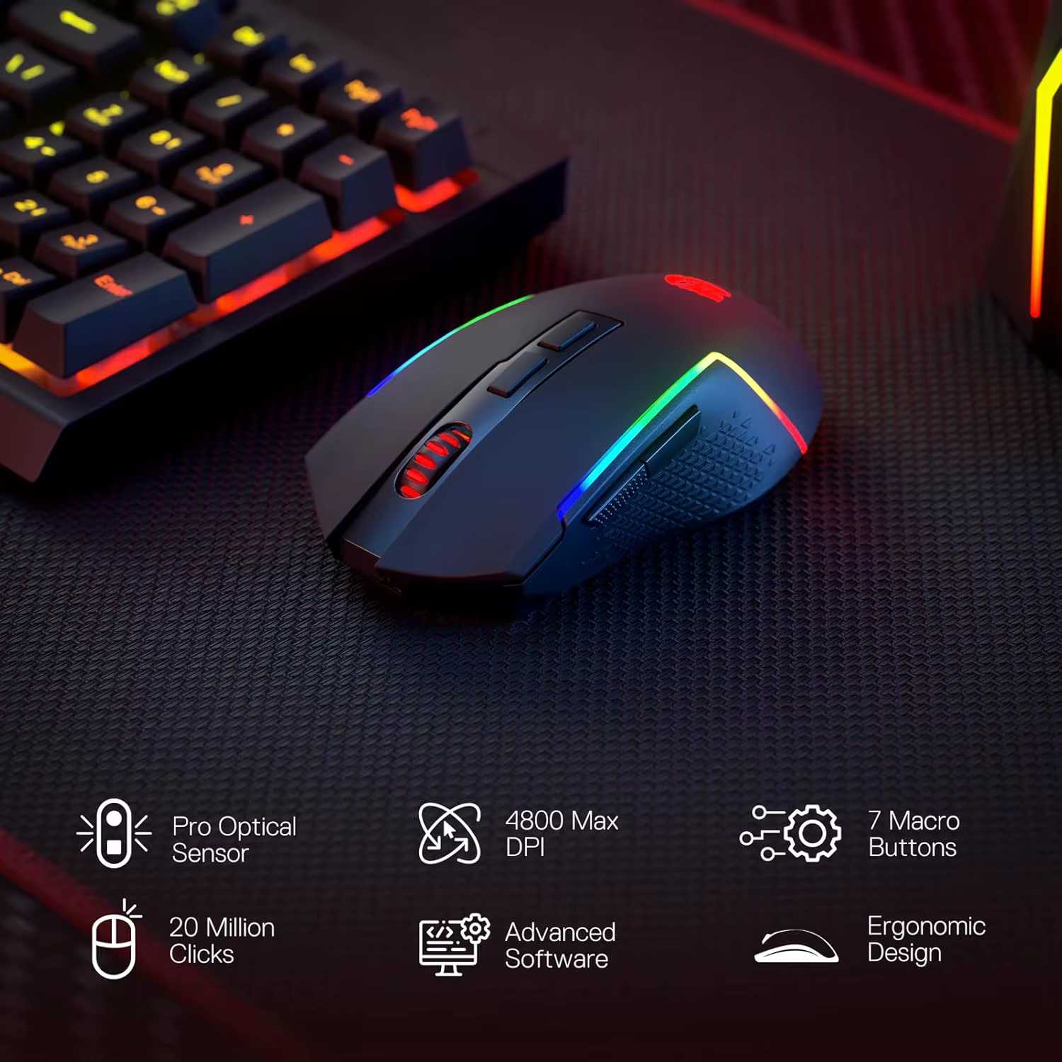 Redragon S142 – Teclado y Ratón Gaming Inalámbrico RGB - imagen 5