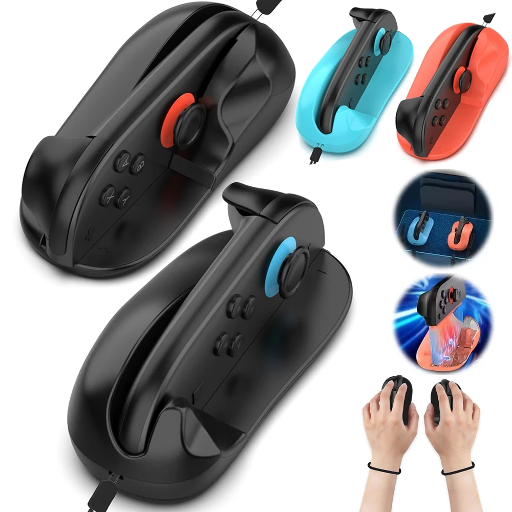 Empuñadura de ratón para Switch 2, controlador Joy-Con, soporte de escritorio, Base de soporte de modo de ratón con correa para la muñeca, accesorios NS2, 2 uds.