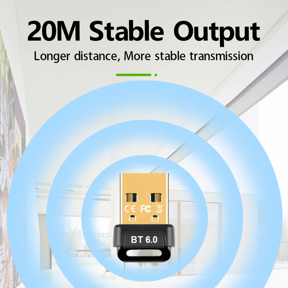 Adaptador Bluetooth 6,0 transmisor inalámbrico BT receptor Plug and Play Dongle de Audio inalámbrico para PC ratón teclado auriculares altavoz - imagen 3