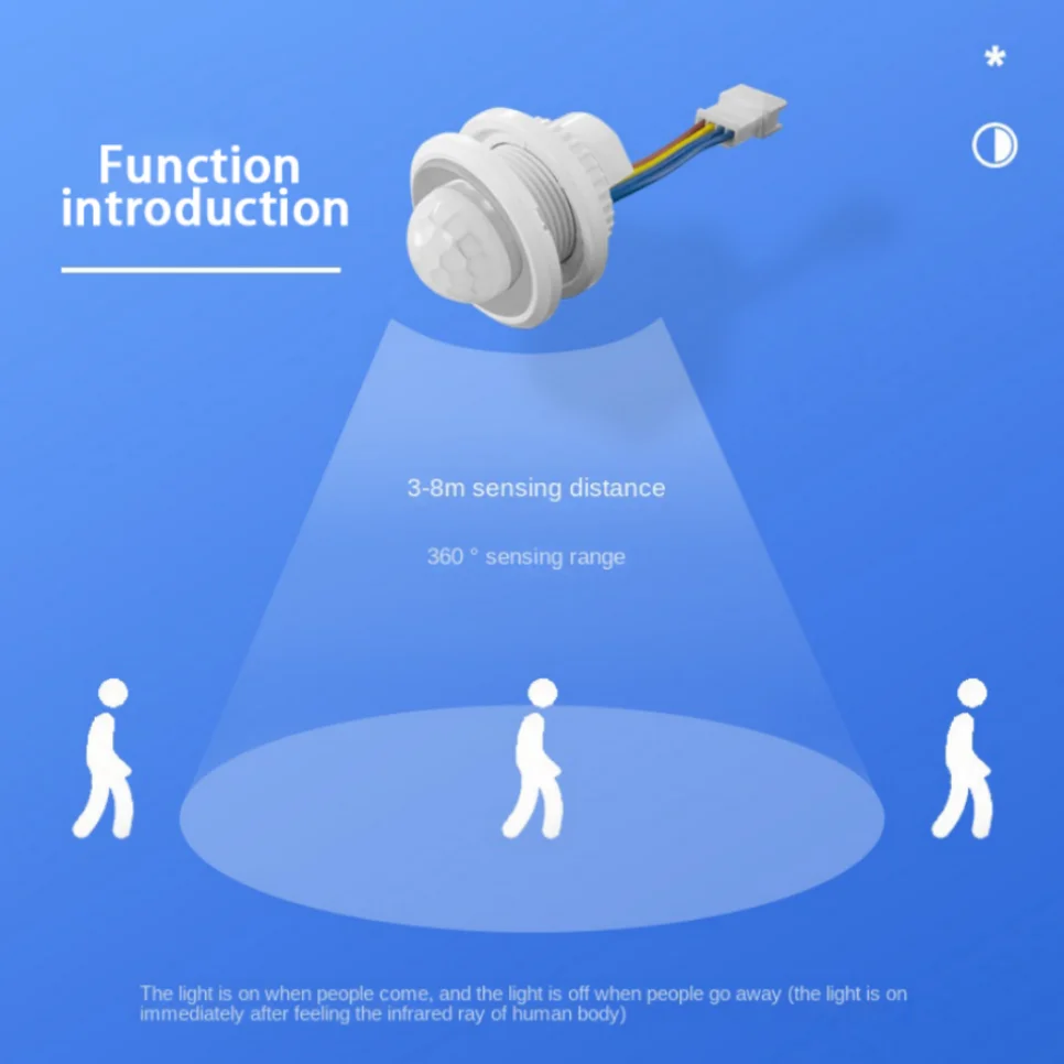 LDHLM interruptor de luz Detector de Sensor PIR interruptor inteligente LED 110V 220V PIR interruptor de Sensor de movimiento por infrarrojos encendido automático apagado con ajuste - imagen 3