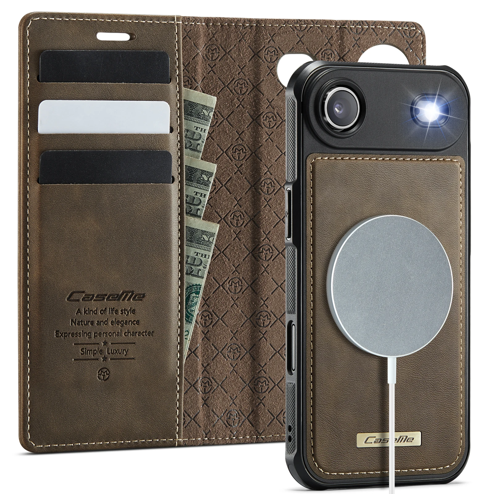 Funda tipo billetera de cuero Solt con tarjetas magnéticas 2 en 1 para iPhone 17 Pro Max 16 Plus 15 14 13 12 soporte a prueba de golpes para funda Magsafe - imagen 3