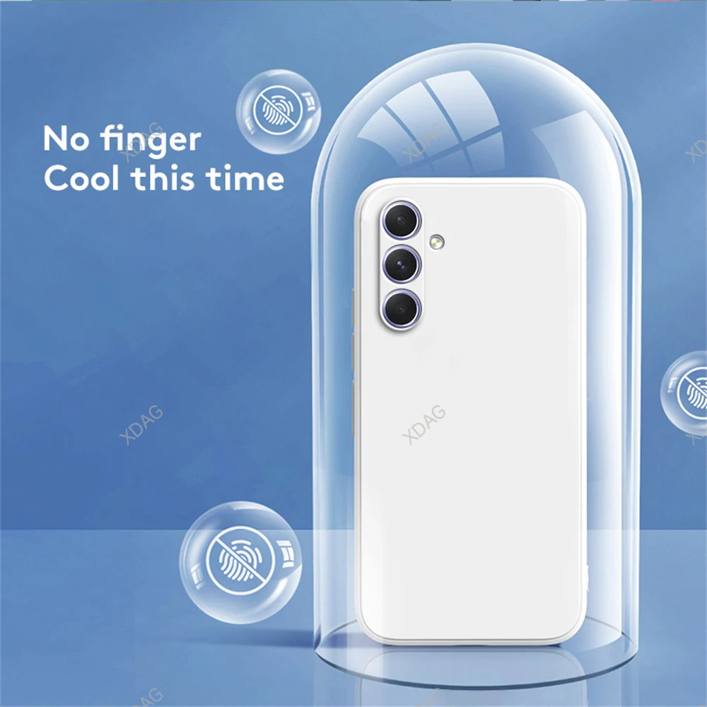 Funda de teléfono Original de lujo para Samsung Galaxy A55 5G, protección de lente de cámara de silicona líquida cuadrada suave, Funda trasera para parejas - imagen 2