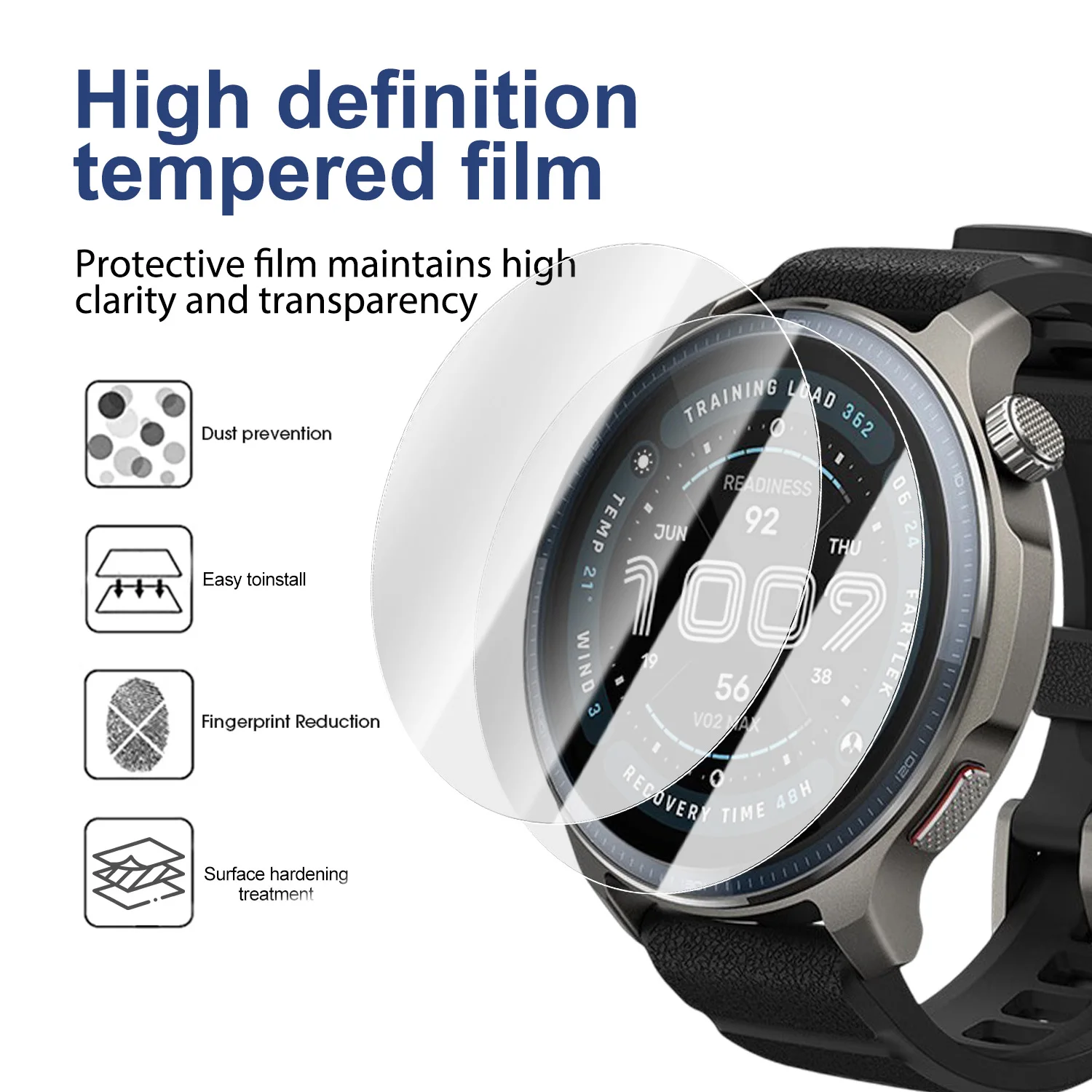 Protectores de pantalla para reloj inteligente Amazfit Balance 2, películas de vidrio templado para reloj, película protectora de dureza 9H para Amazfit Balance 2 - imagen 3