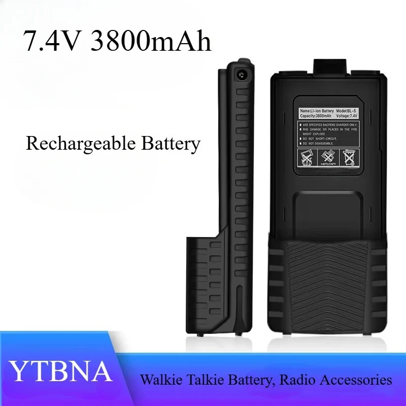 Compatible con BaoFeng UV-5R Plus 7,4 V 3800mAh batería recargable UV5RA accesorios de Radio BL-5 batería de Walkie Talkie extendida