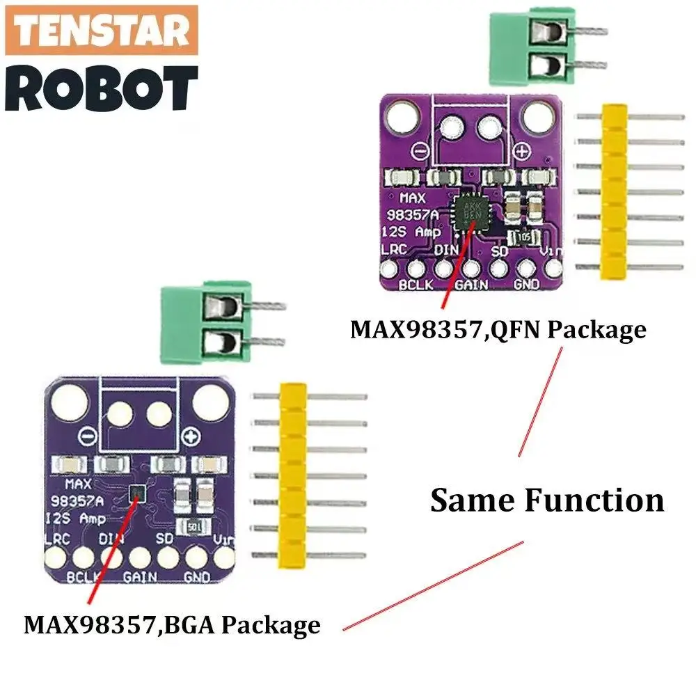 TENSTAR Max98357 I2S 3W amplificador Clase D interfaz de ruptura módulo decodificador Dac Audio sin filtro para Raspberry Pi Esp32