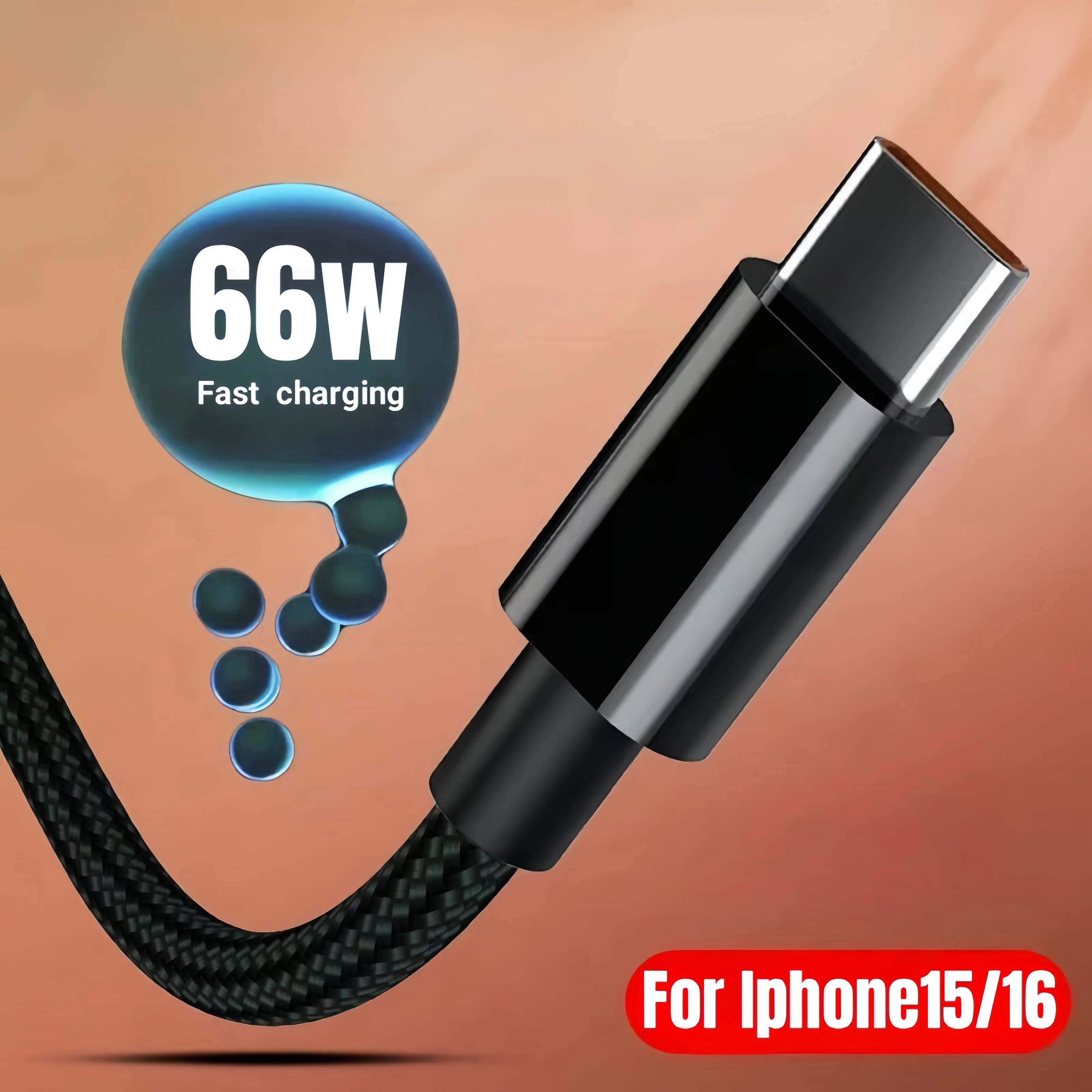 MIZIQIER Cable USB-C, PD60W 3A Cable tipo C de carga rápida para iPhone 15 16/16 Plus/16 Pro/16 Pro Max, Samsung Galaxy