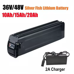 Paquete de batería de litio Silver Fish 36V 48V 20Ah 15Ah 10Ah 18650 celdas compatibles con motores de cubo de bicicleta plegables de 250W 350W 500W 1000W