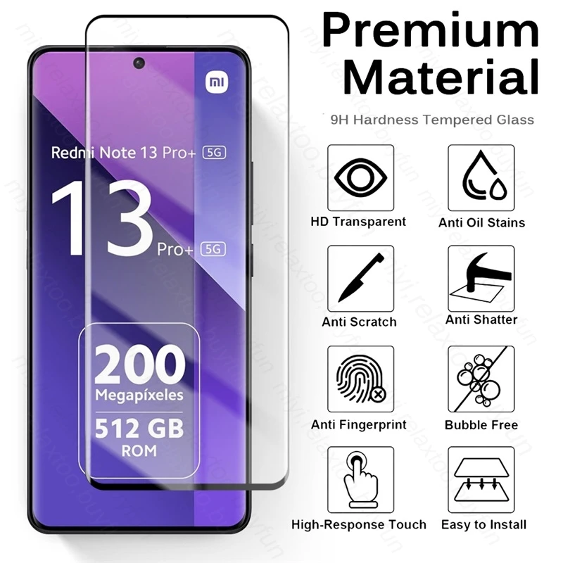 Película protectora de pantalla para lente de cámara, cristal templado 6 en 1 para Xiaomi Redmi Note 13 Pro Plus 5G 4G Pro + - imagen 2