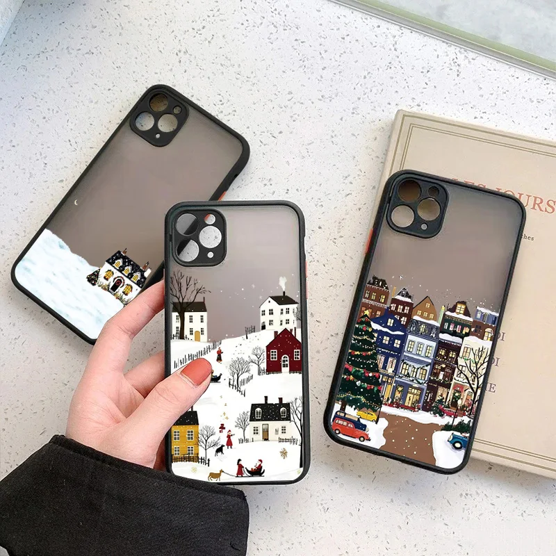 Funda de teléfono con paisaje nevado de edificio Rural para Samsung Galaxy S25 S24 S23 S22 S21 FE Plus FE Ultra A15 A16 A35 A52 A54 A55 5G