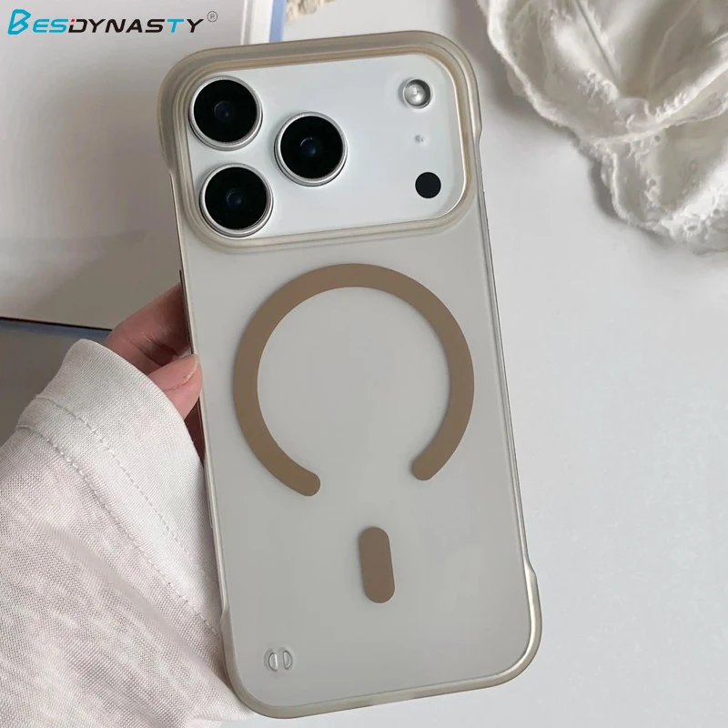 Funda magnética sin marco dura esmerilada para Magsafe para iPhone 17 Air 16 15 14 Plus 13 12 11 17 Pro Max cubierta trasera delgada translúcida - imagen 2