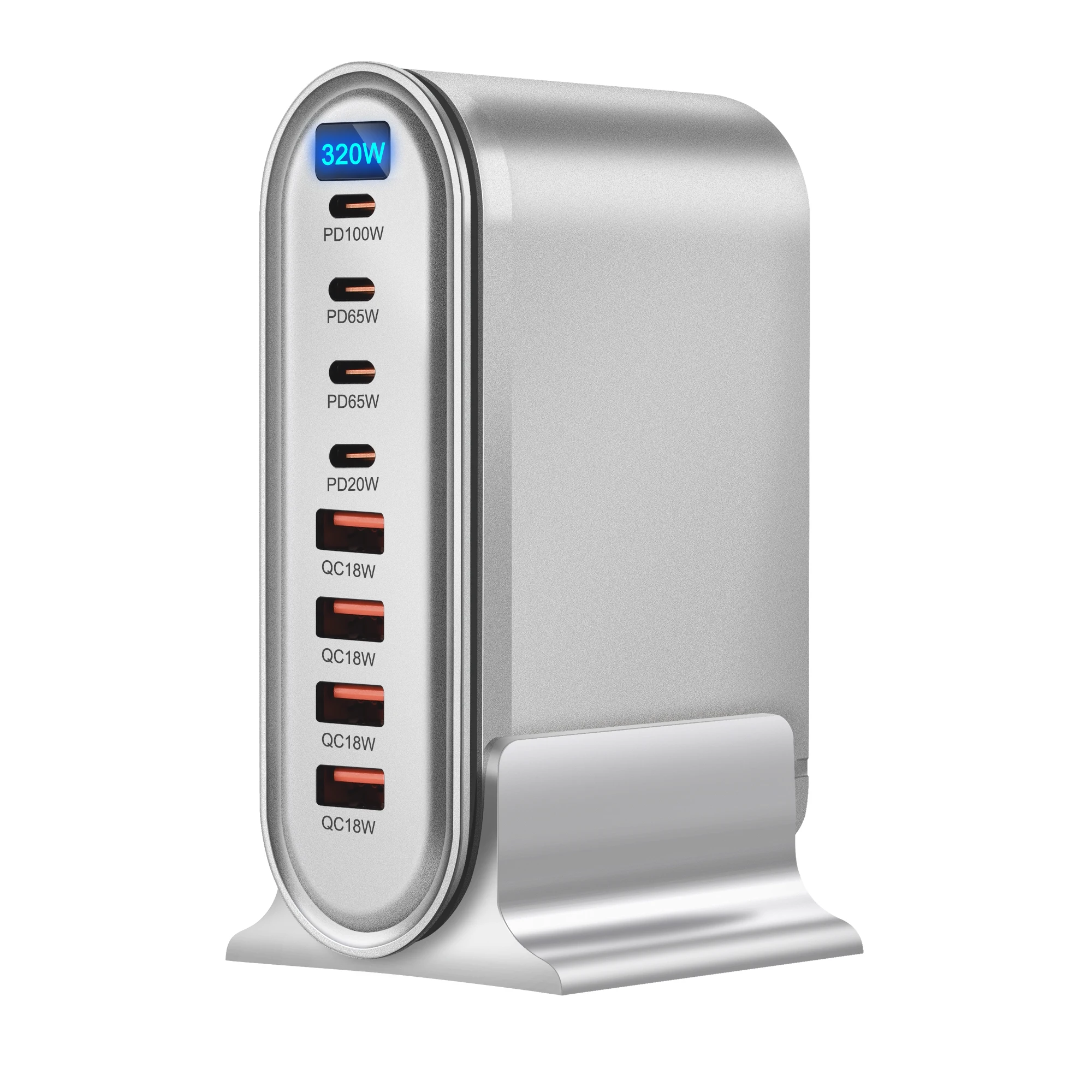 Estación de carga rápida USB C de 320W y 8 puertos con 4C y 4A PD 100W para ordenador portátil/MacBook/iPhone/Samsung con pantalla LED - imagen 2