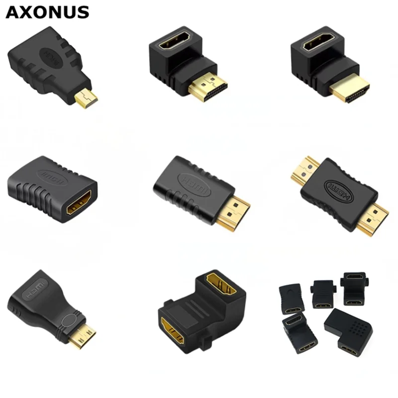 Adaptador HD Micro Mini compatible con HDMI, adaptador de ángulo recto de 90 grados, HDMI de 270 grados, conector acodado HDMI macho a hembra
