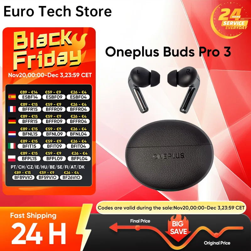 Versión Global Oneplus Buds Pro 3 TWS auricular Bluetooth 50dB cancelación activa de ruido 43h duración de la batería Bluetooth 5,4 IP55 AAC SBC