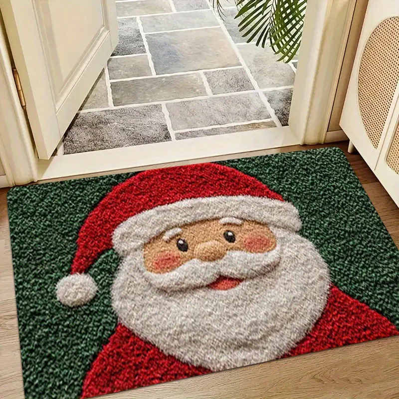 Alfombra de baño de microfibra con ciervos navideños esponjosos, secado rápido y absorbente, diseño festivo festivo con bayas rojas y hojas verdes, 1 ud. - imagen 5
