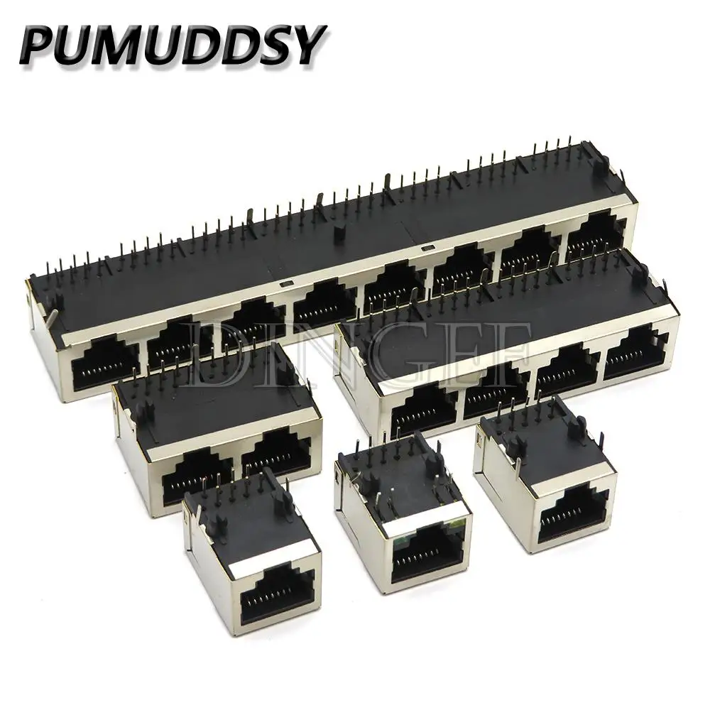 RJ45 59 conector Jack de placa de ángulo recto PCB hembra de Metal 8P8C enchufe de cabeza de cristal interfaz de red de 21mm cuerpos largos - imagen 2