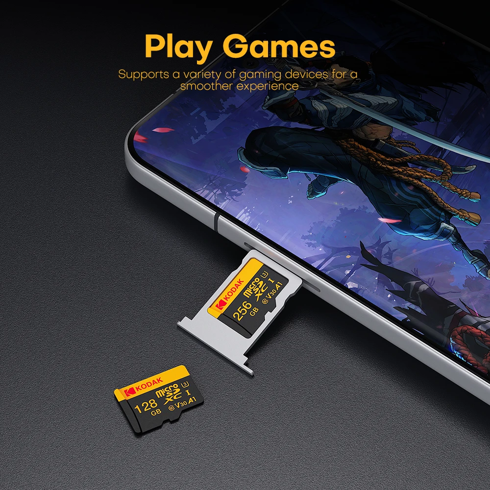 Tarjeta Kodak Micro SDXC Alta velocidad 32G 64G 128G Class10 4K U3 V30 UHS-I Tarjeta de memoria para teléfonos inteligentes Cámaras Drones con adaptador - imagen 5